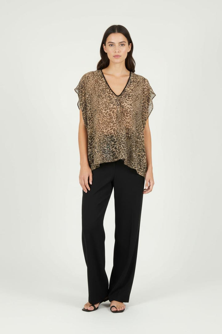Blouse Léopard Beige et Marron - Taille XL/42 de la marque ba&sh | PARAD68898 - Vendu par Paradigme - Image 1