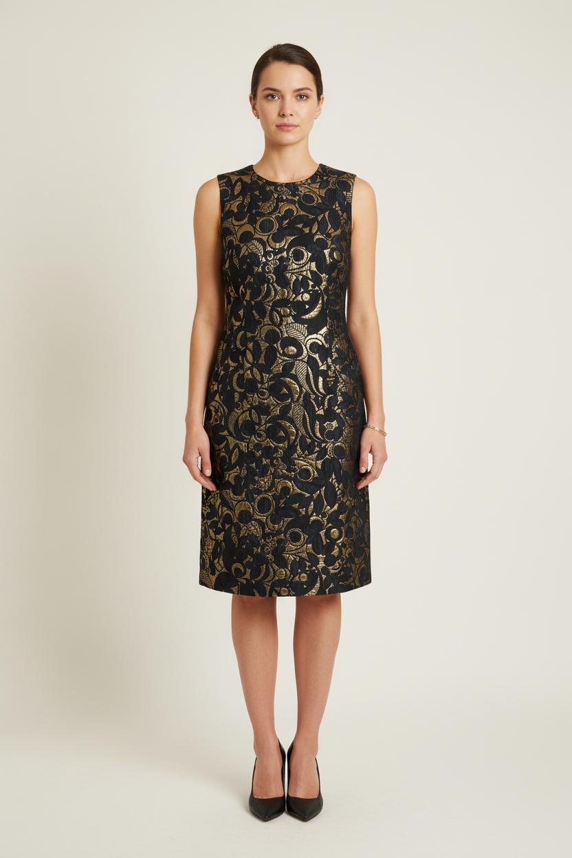 Robe Sans Manches Noire et Dorée - Taille M/38 de la marque Max Mara | PARAD68910 - Vendu par Paradigme - Image 1