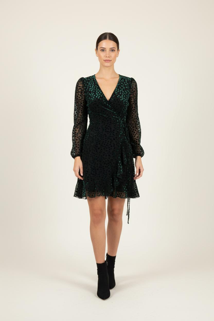 Robe Portefeuille Noire et Verte - Taille S/36 de la marque The Kooples | PARAD68938 - Vendu par Paradigme - Image 1