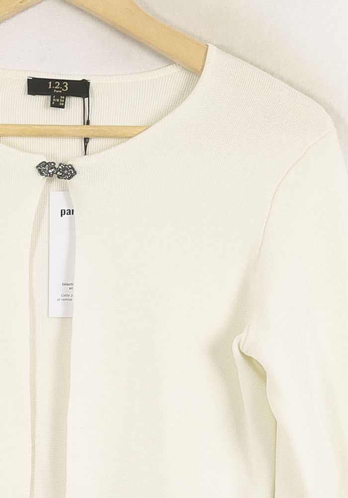 Cardigan Blanc - Taille S/36 de la marque Maison 123 | PARAD68949 - Vendu par Paradigme - Image 3