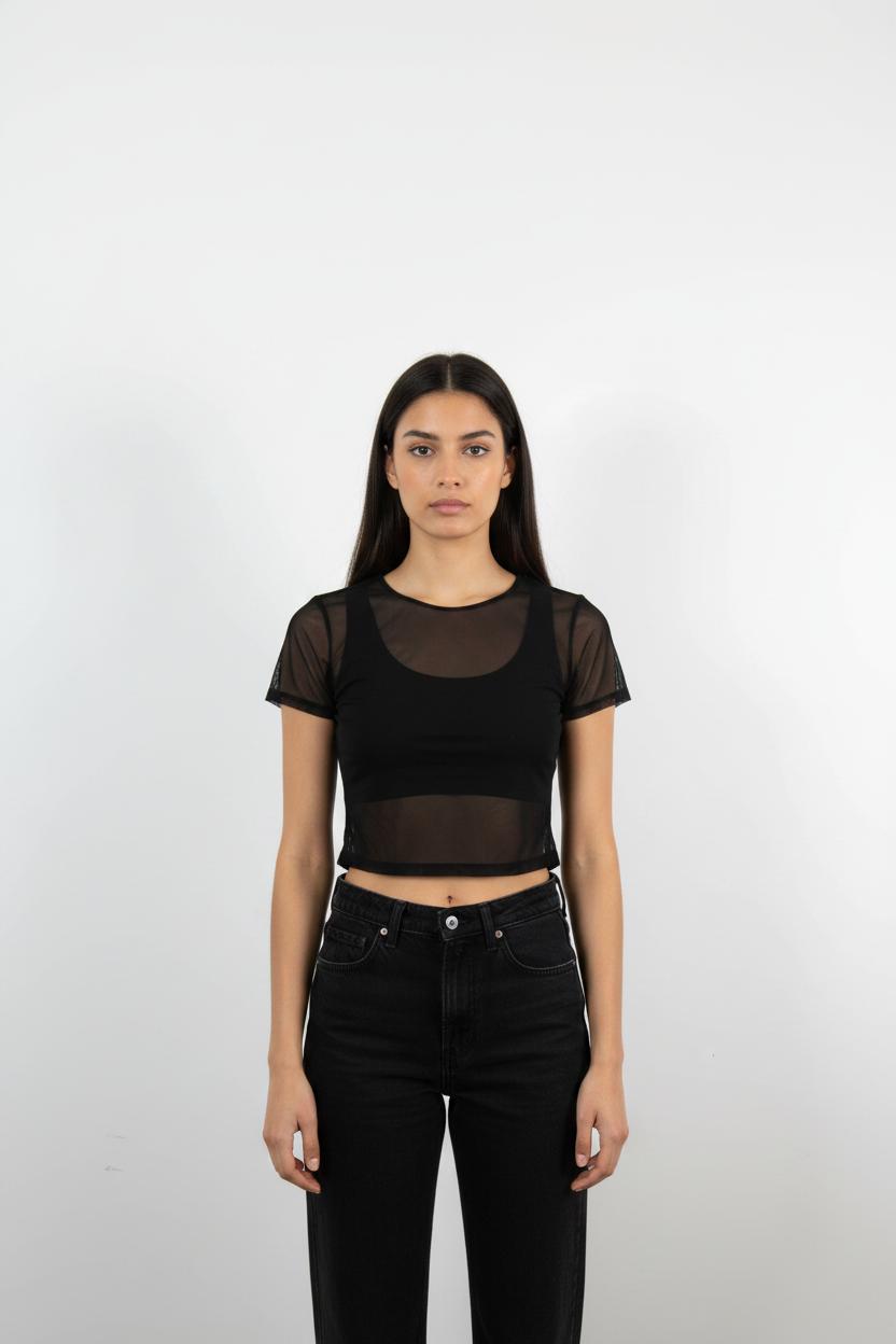 Crop Top Noir - Taille S/36