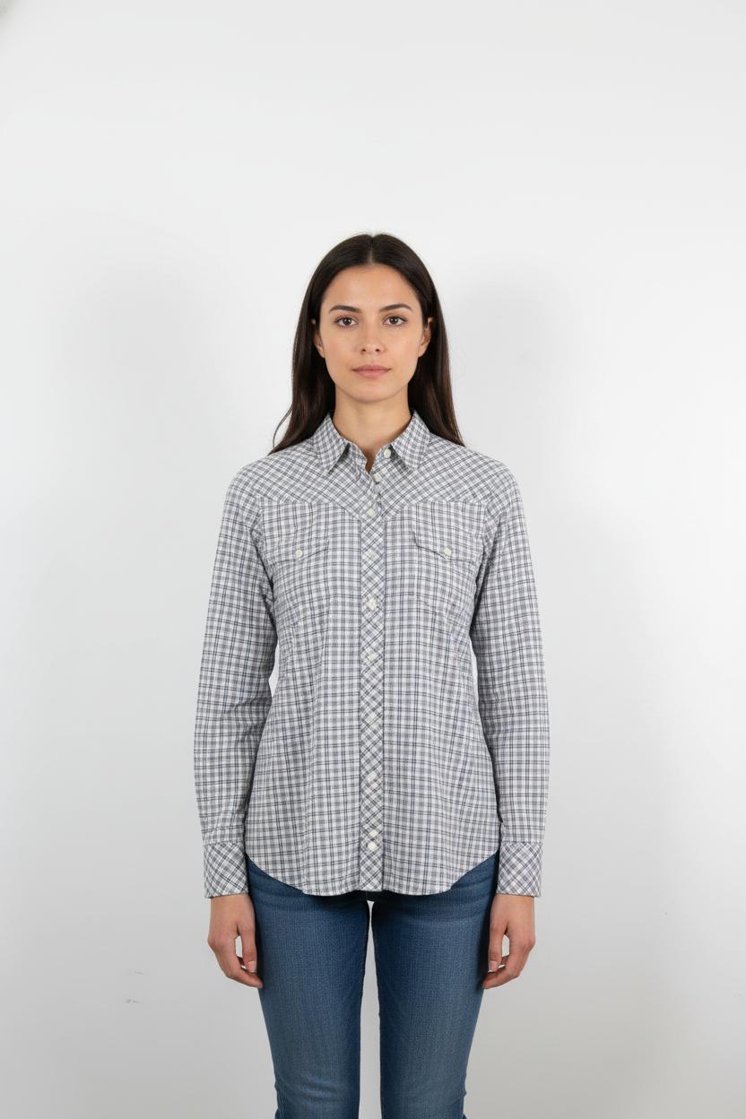 Chemise à Carreaux Blanche et Bleue - Taille S/36