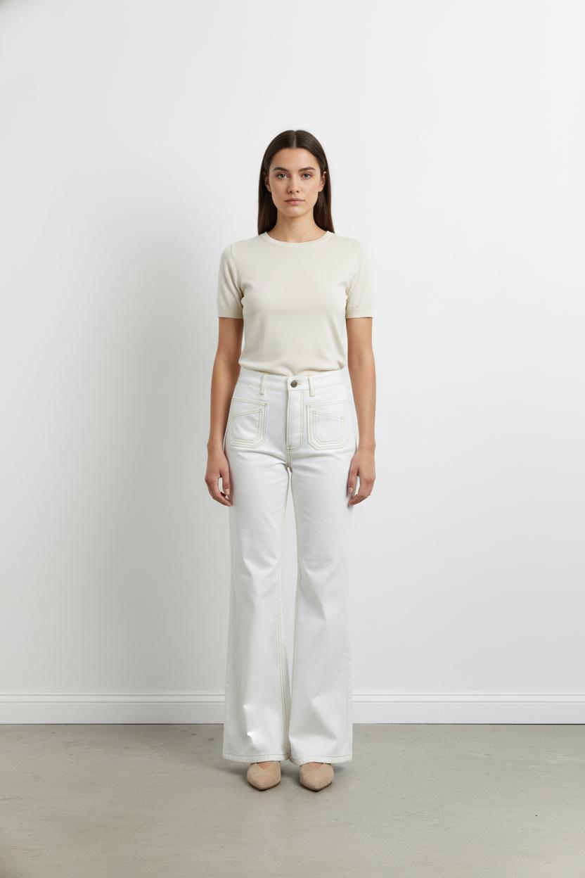 Pantalon Évasé Blanc - Taille S/36 de la marque Ines de la Fressange Paris | PARAD69023 - Vendu par Paradigme - Image 1