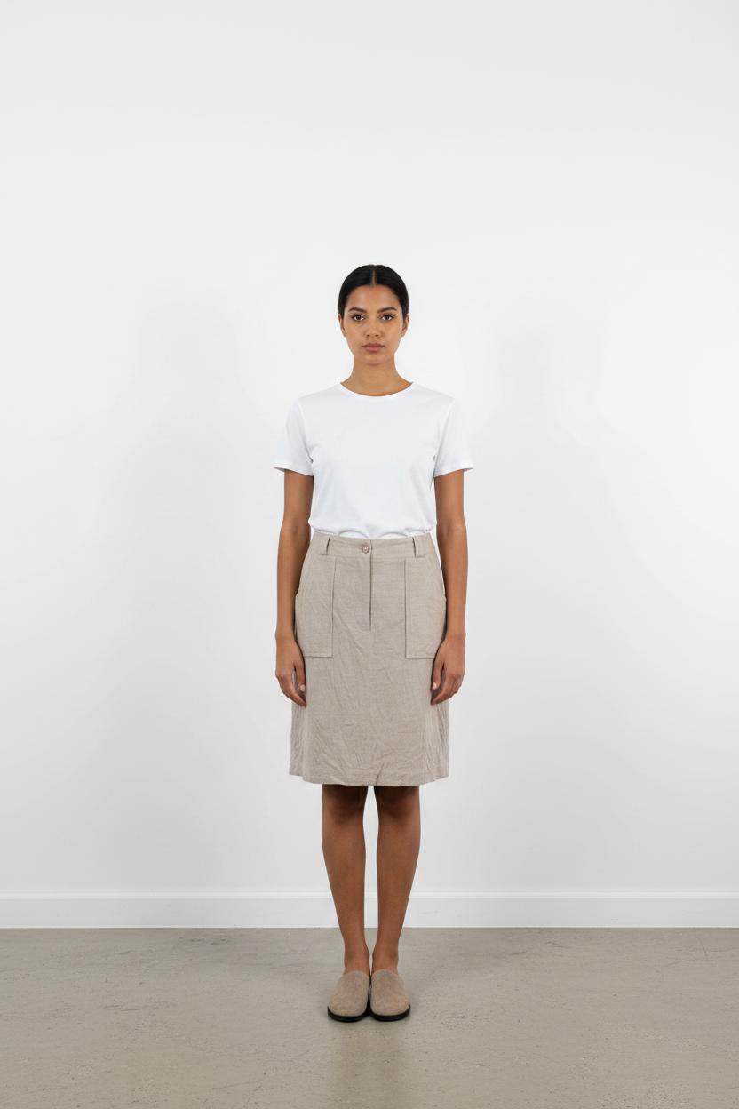 Jupe Droite Beige - Taille S/36
