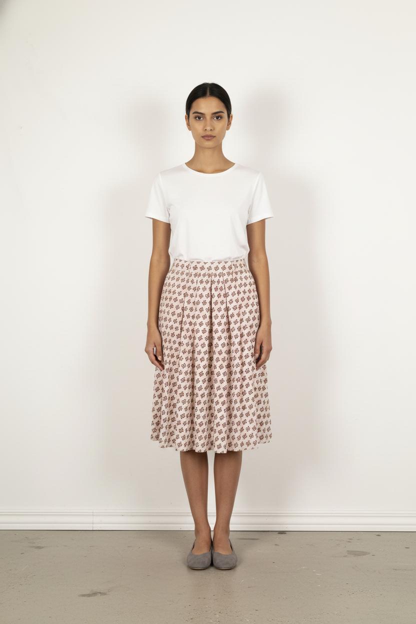 Jupe Évasée Beige et Rouge - Taille S/36