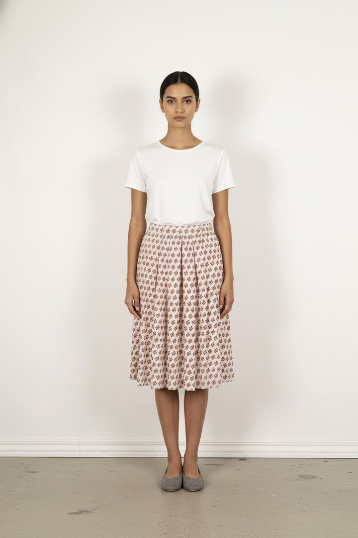 Jupe Évasée Beige et Rouge - Taille S/36