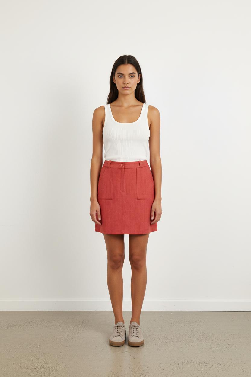 Jupe Droite Rouge - Taille S/36
