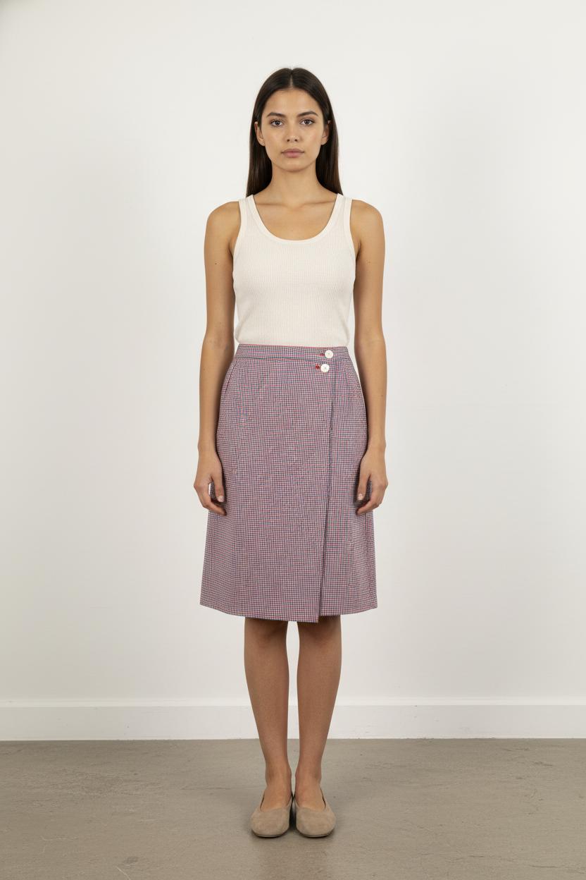 Jupe Portefeuille Rouge et Bleu - Taille S/36