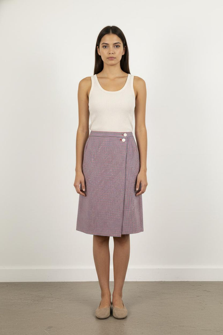 Jupe Portefeuille Rouge et Bleu - Taille S/36