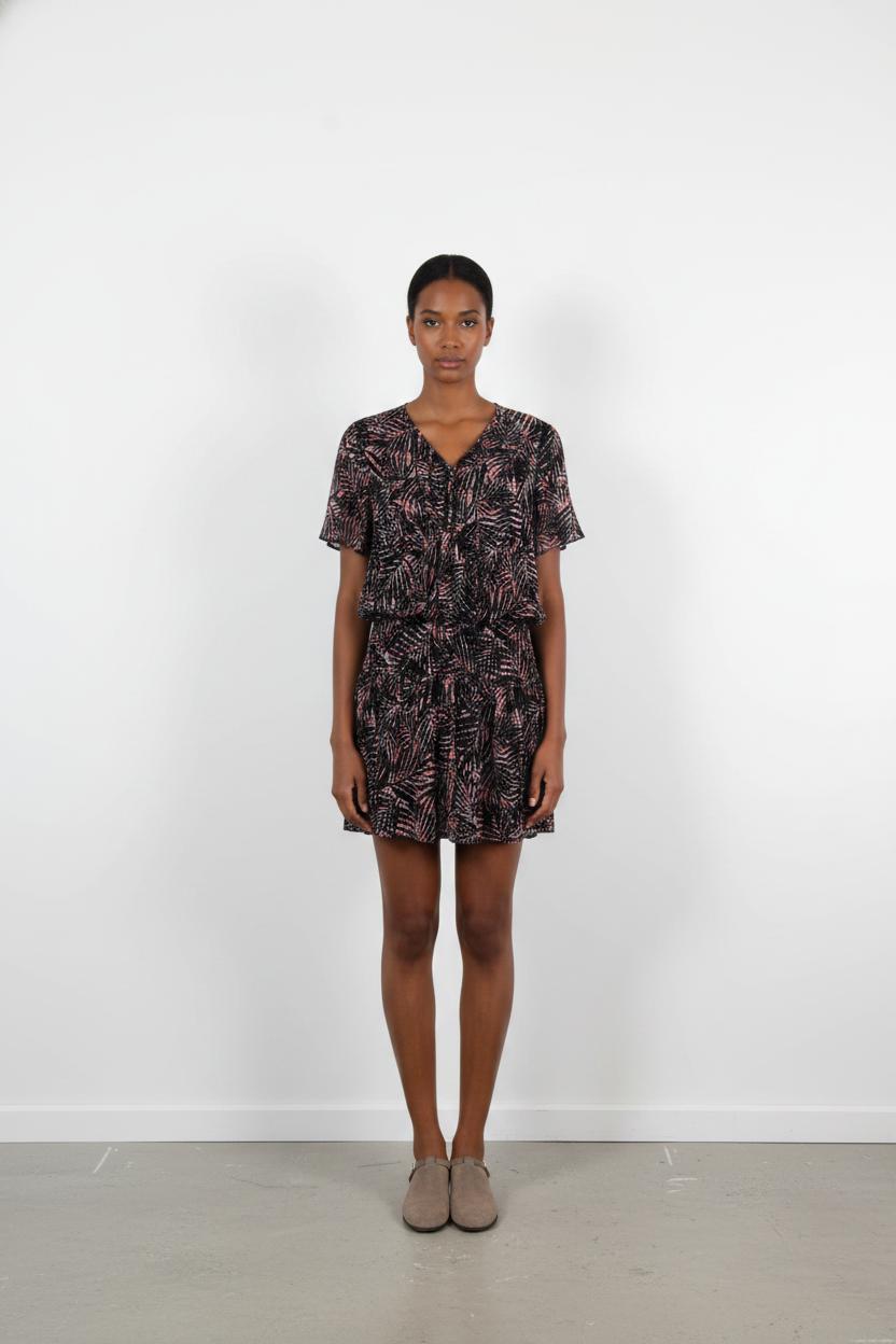 Robe Courte Noire et Rose - Taille S/36