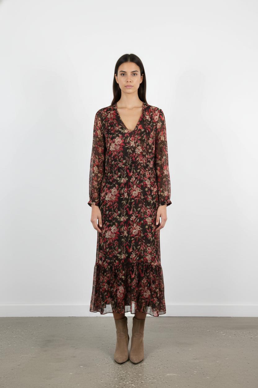 Robe Longue Noire et Rouge - Taille S/36