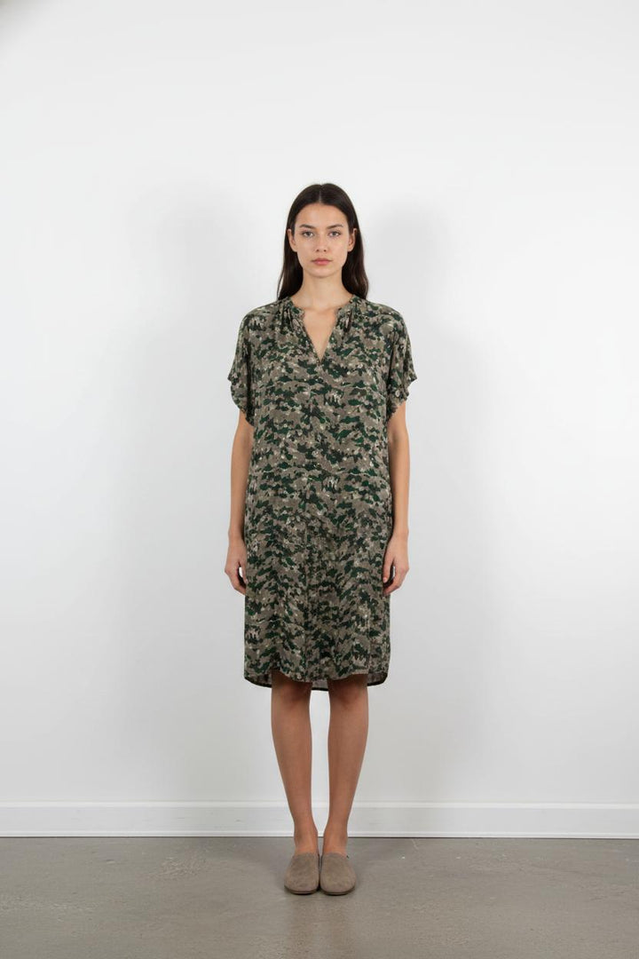 Robe Courte Verte et Beige - Taille L/40