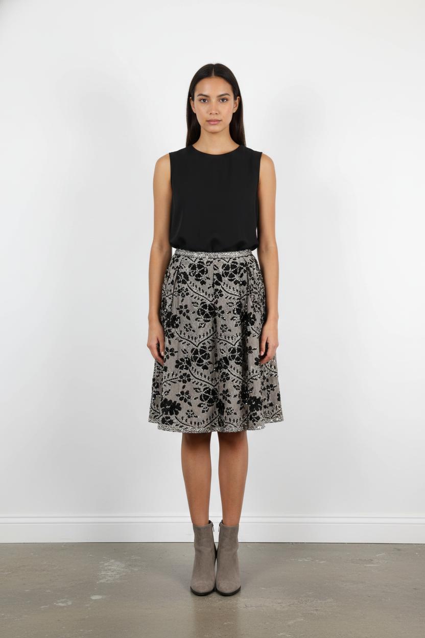 Jupe Midi Grise et Noire - Taille S/36