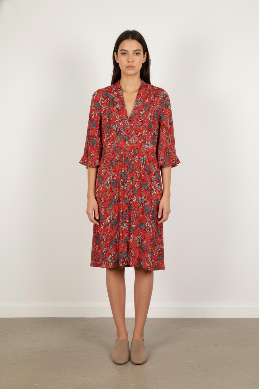 Robe Fleurie Rouge et Noire - Taille M/38