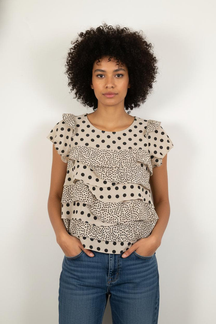 Blouse Beige et Noire - Taille L/40