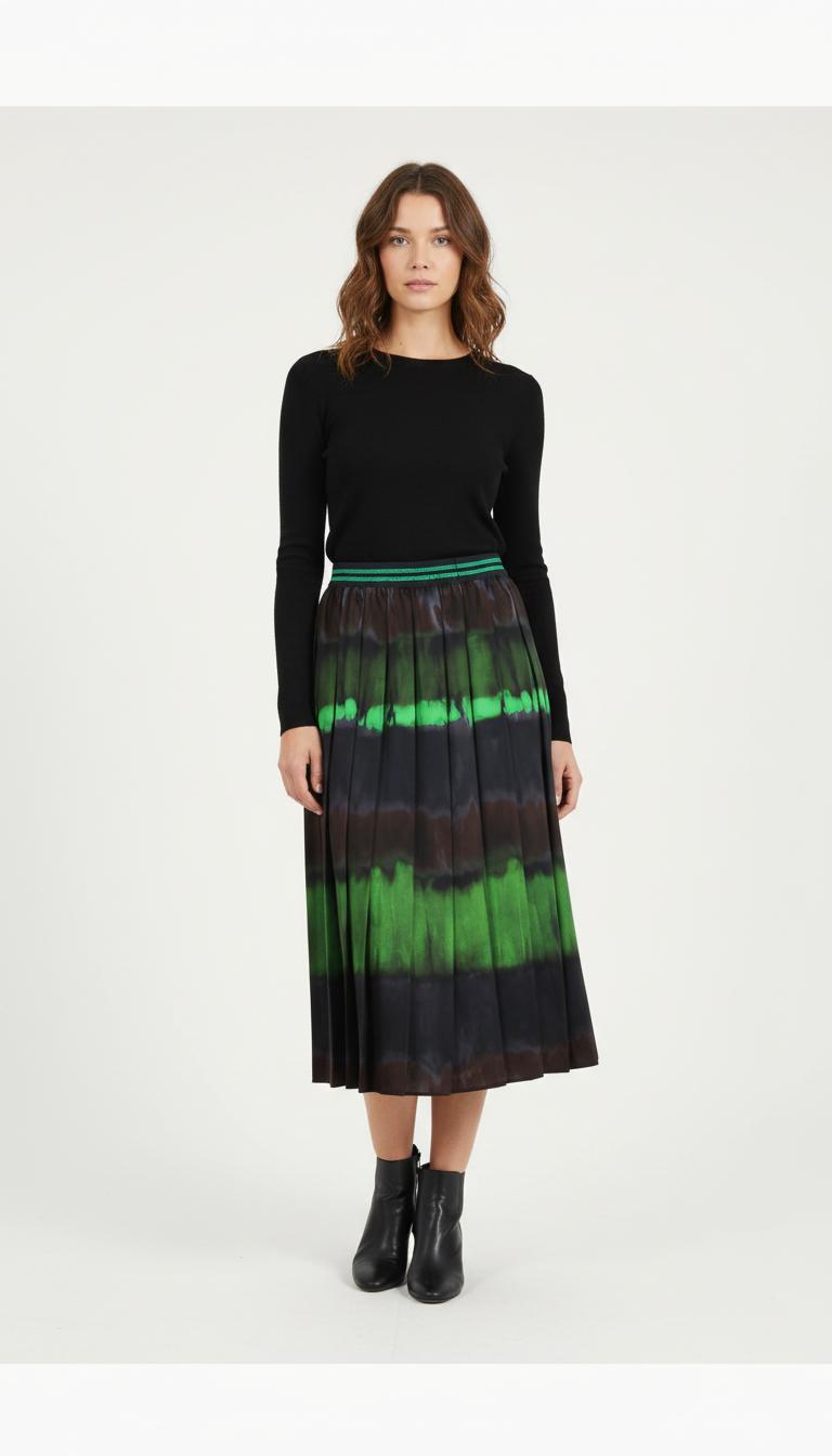 Jupe Plissée Noire et Verte - Taille XXL/44 de la marque Marina Rinaldi | PARAD69167 - Vendu par Paradigme - Image 1