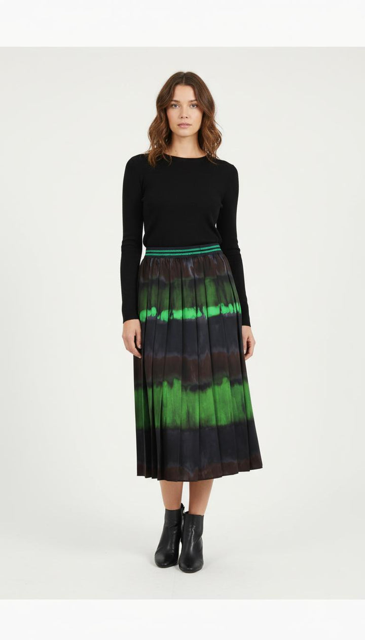 Jupe Plissée Noire et Verte - Taille XXL/44 de la marque Marina Rinaldi | PARAD69167 - Vendu par Paradigme - Image 1