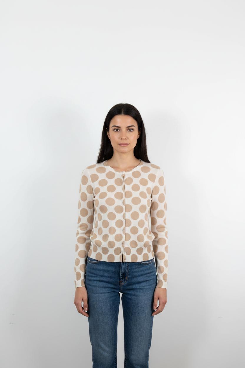 Cardigan Blanc et Beige - Taille XS/34