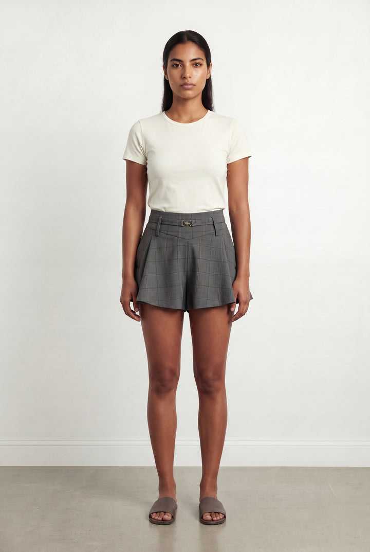Short À Carreaux Gris - Taille L/40 de la marque Maje | PARAD69314 - Vendu par Paradigme - Image 1