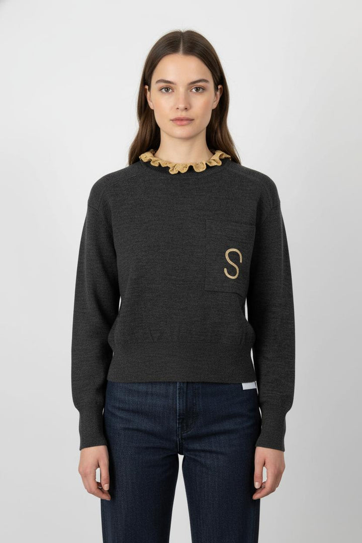 Sweat Gris et Beige - Taille S/36 de la marque Sandro | PARAD69406 - Vendu par Paradigme - Image 1