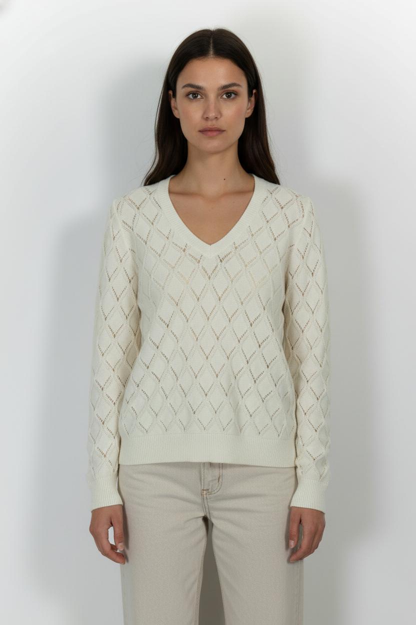 Pull Blanc - Taille M/38 de la marque Sud express | PARAD69408 - Vendu par Paradigme - Image 1