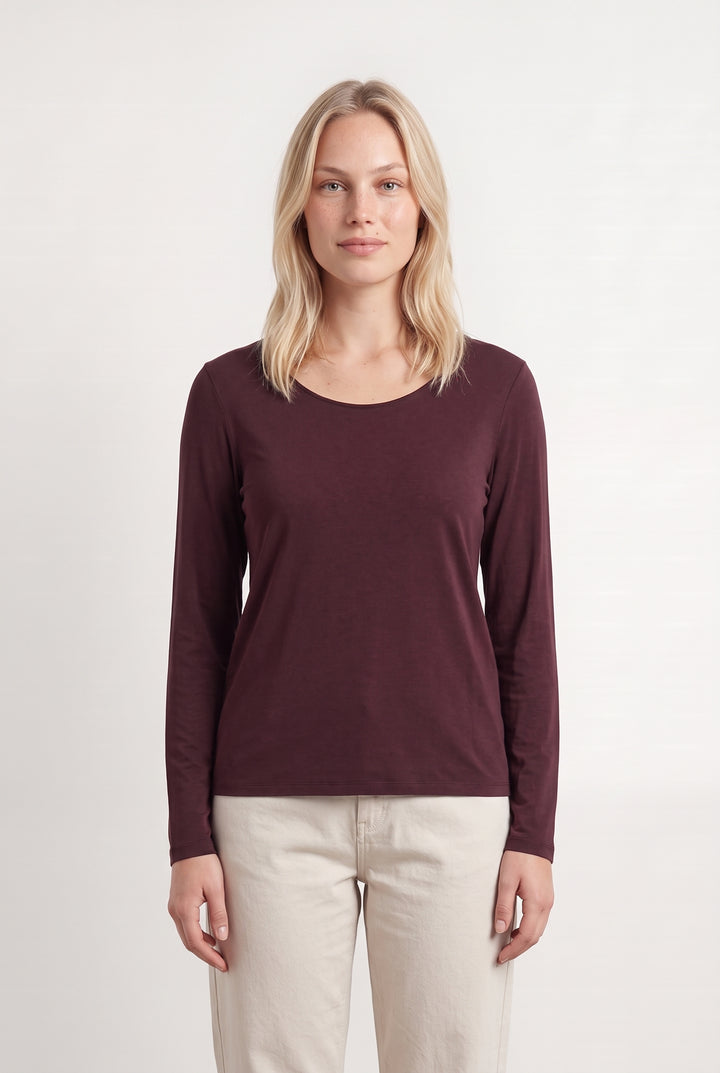 T-shirt Manches Longues Bordeaux - Taille L/40 de la marque La Fée Maraboutée | PARAD69460 - Vendu par Paradigme - Image 1