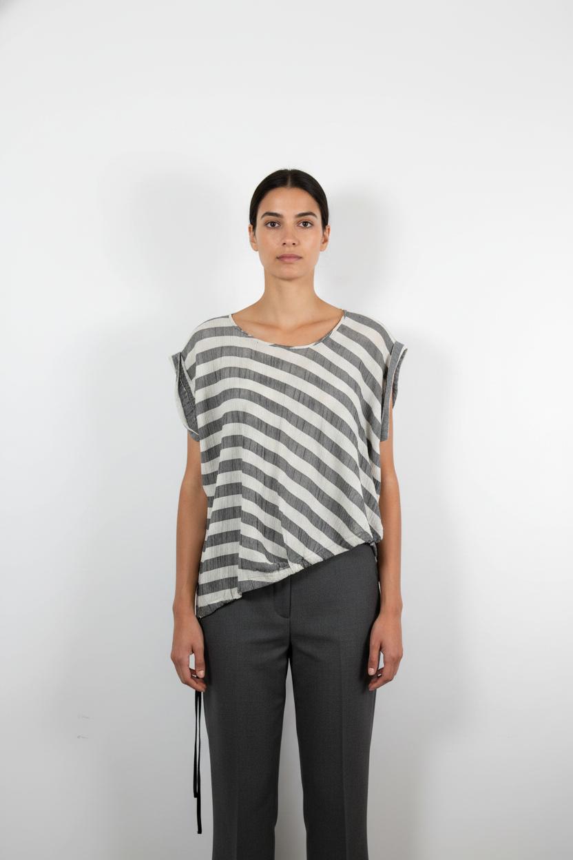 Blouse Rayée Grise et Blanche - Taille T.U.