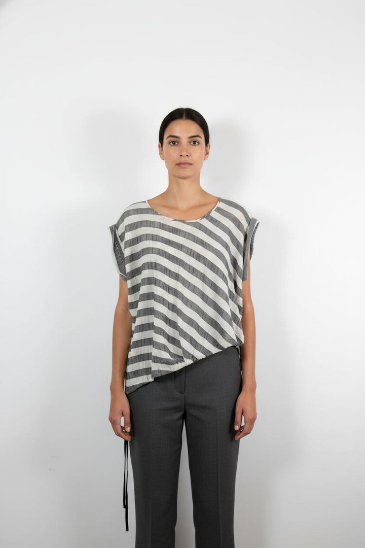 Blouse Rayée Grise et Blanche - Taille T.U.
