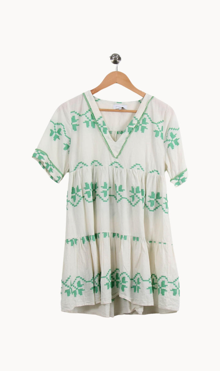 Robe Courte Blanche et Verte - Taille XS/34 de la marque Opullence | PARAD69530 - Vendu par Paradigme - Image 2
