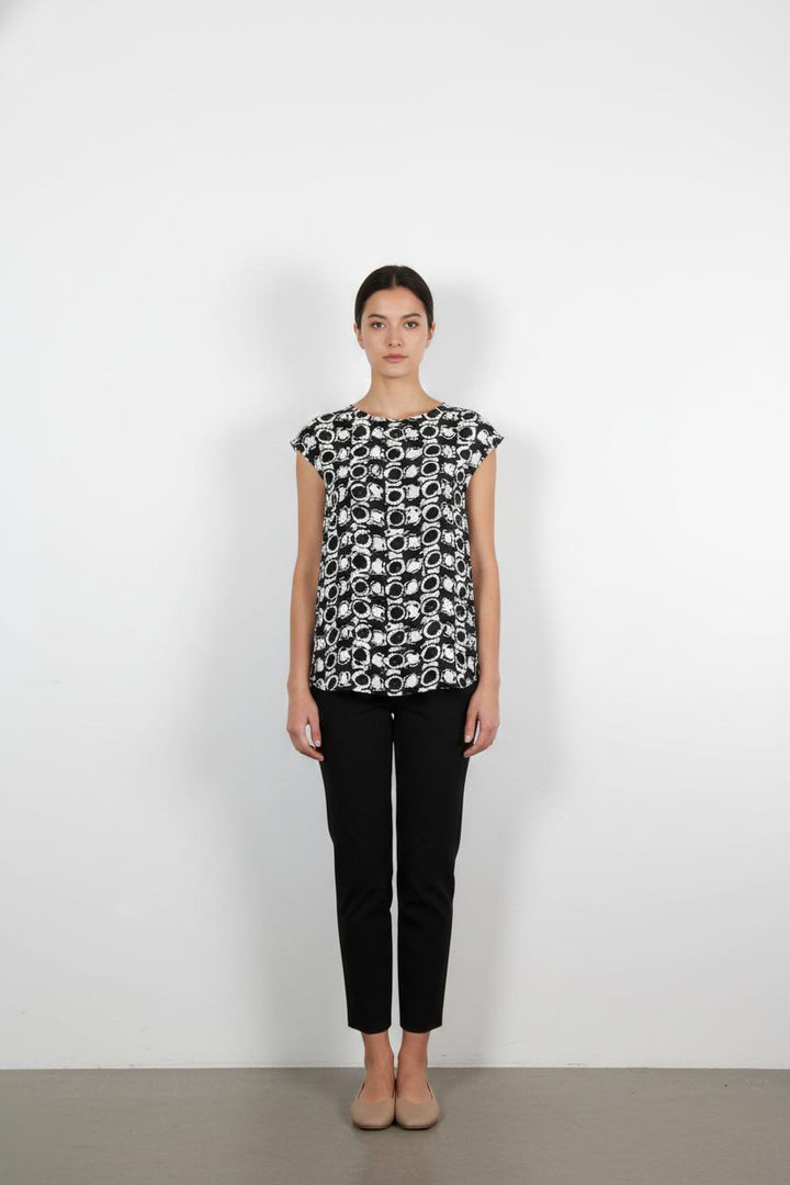 Blouse Noire et Blanche - Taille S/36