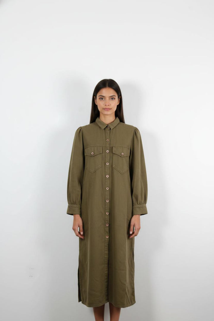 Robe chemise longue verte - Taille S/36