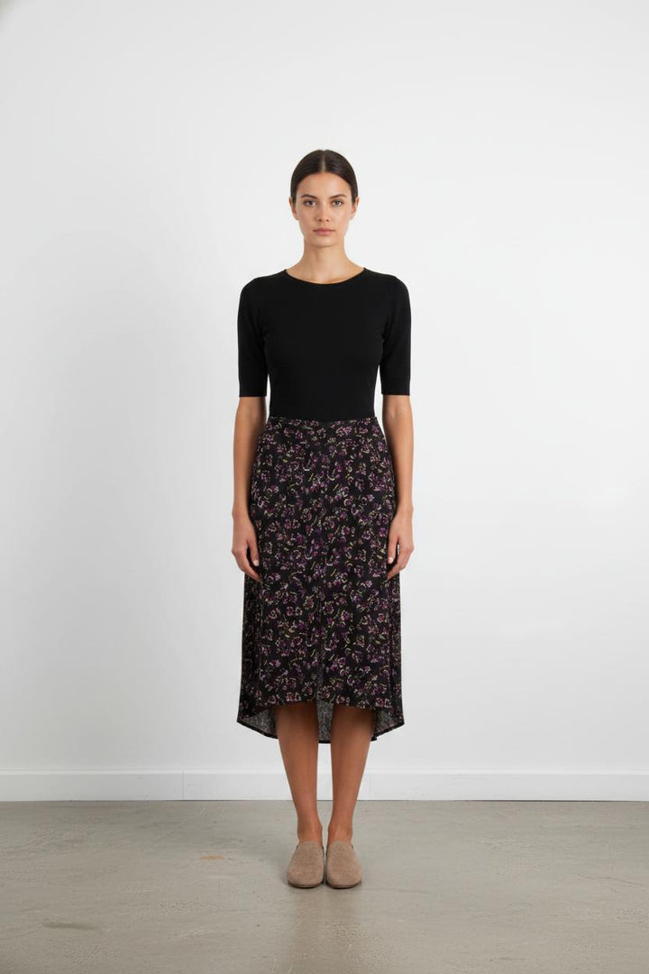 Jupe Midi Noire et Violette - Taille XS/34