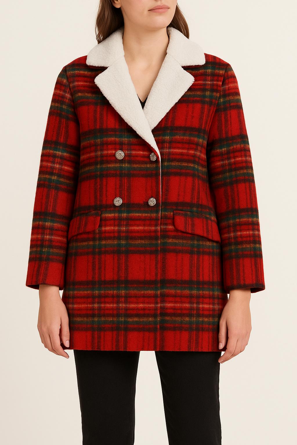 Manteau À Carreaux Rouge et Vert - Taille S/36 de la marque Manoush | PARAD69691 - Vendu par Paradigme - Image 1