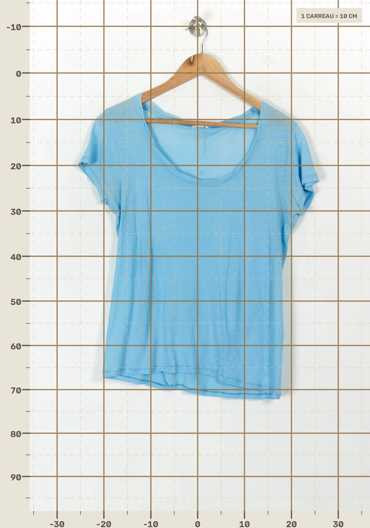 Tee-shirt Bleu - Taille S/36 de la marque American Vintage | PARAD69722 - Vendu par Paradigme - Image 4