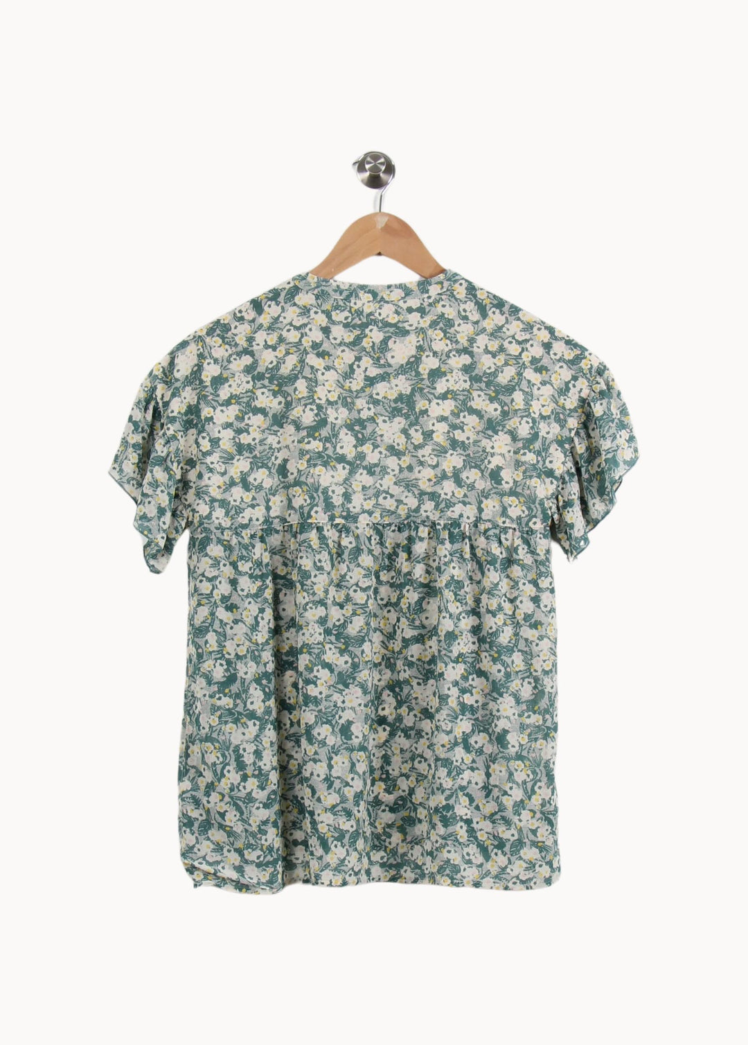 Blouse Fleurie Verte et Blanche - Taille S/36 de la marque Sessùn | PARAD69758 - Vendu par Paradigme - Image 4
