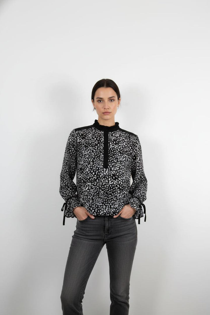 Blouse Noire et Blanche - Taille L/40