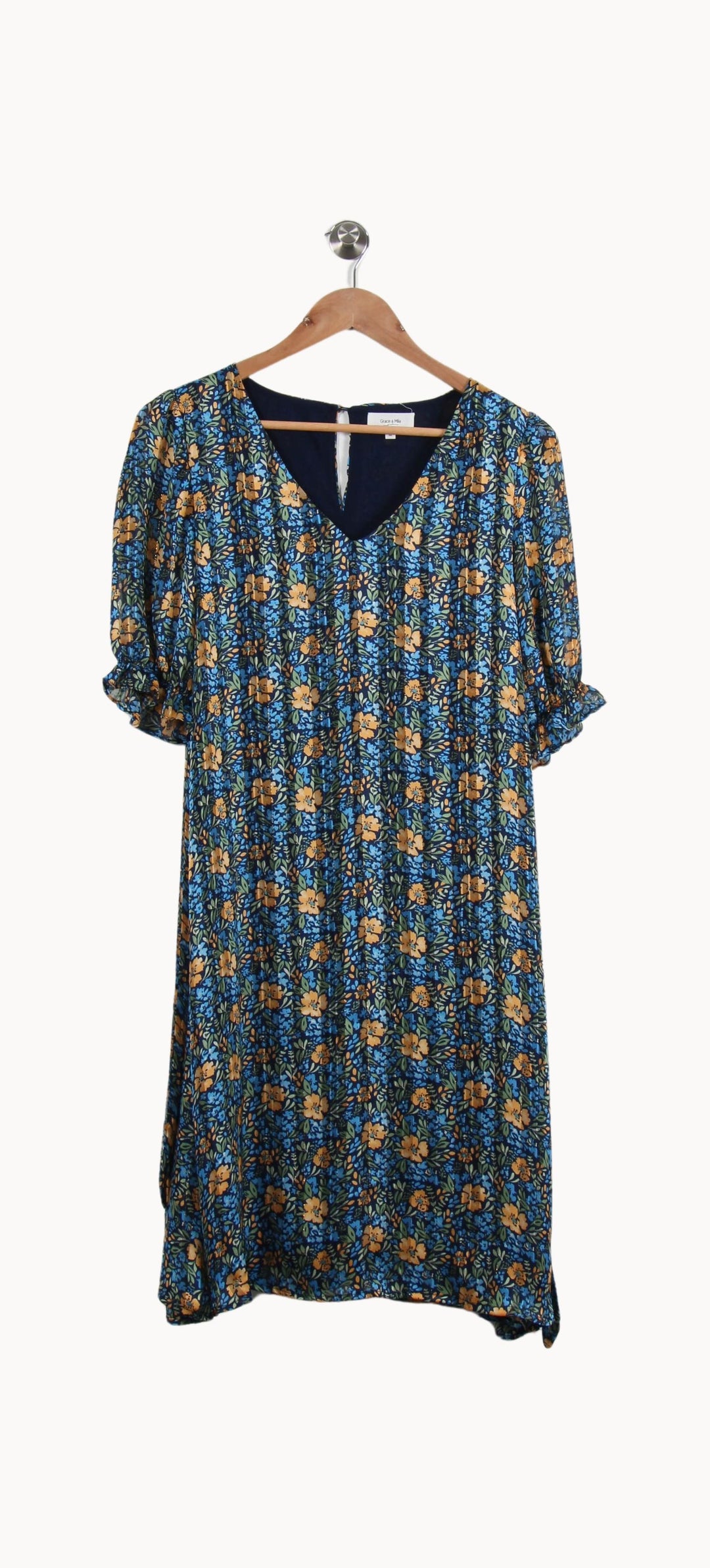 Robe Fleurie Bleue et Jaune - Taille M/38 de la marque Grace & Mila | PARAD69779 - Vendu par Paradigme - Image 2