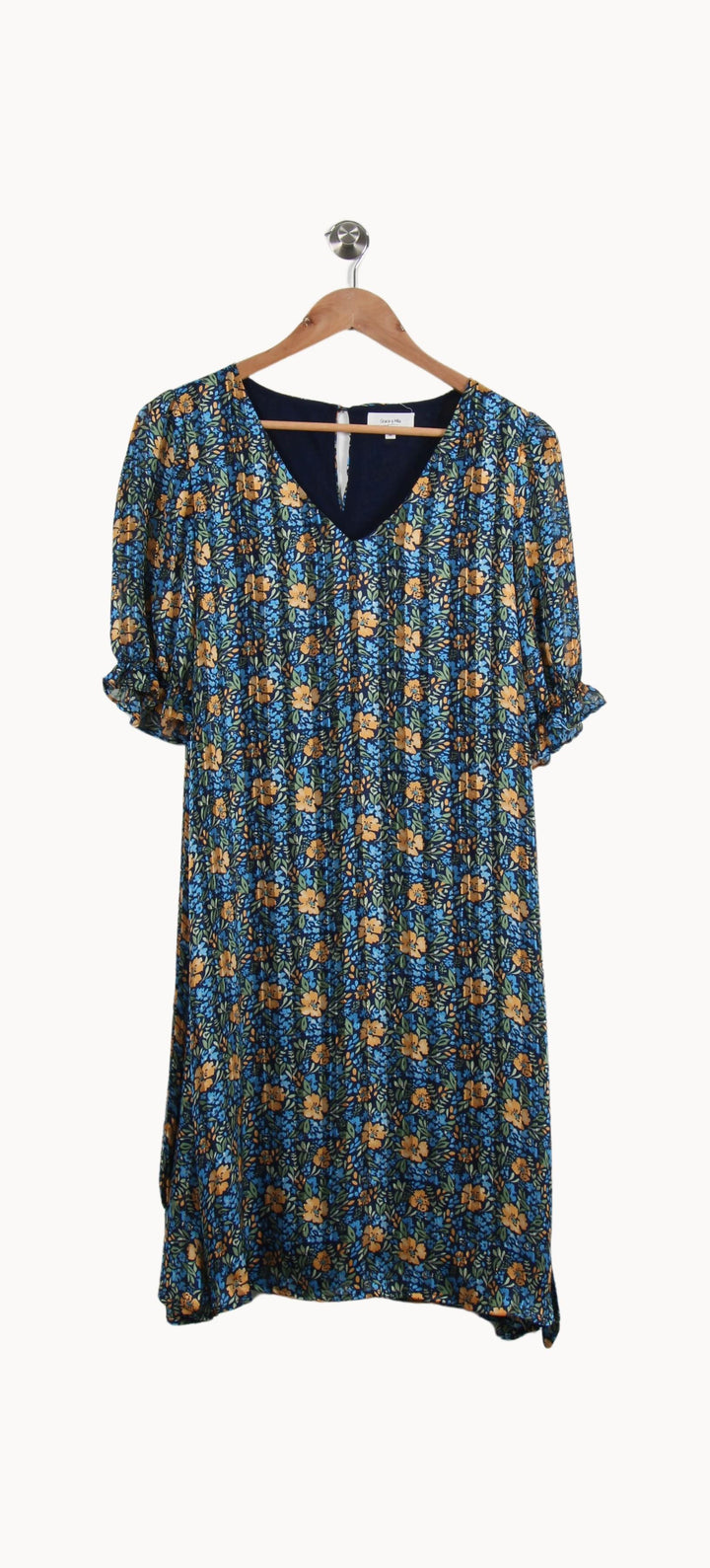Robe Fleurie Bleue et Jaune - Taille M/38 de la marque Grace & Mila | PARAD69779 - Vendu par Paradigme - Image 2