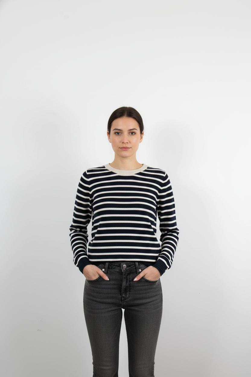 Pull Rayé Bleu et Blanc - Taille XS/34