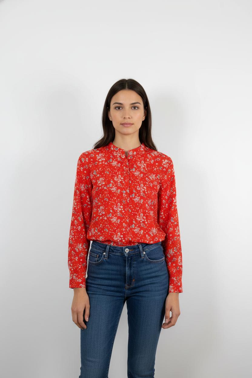 Chemise Fleurie Rouge et Blanche - Taille M/38