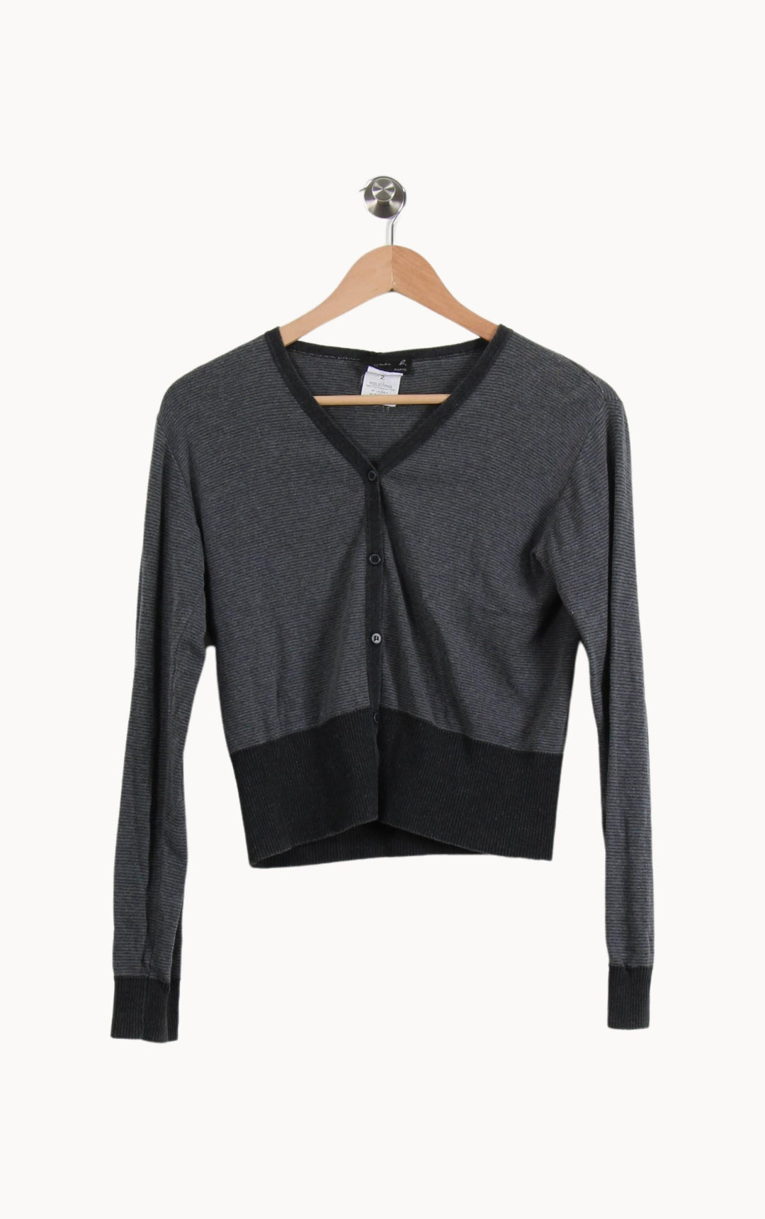 Cardigan Gris et Noir - Taille M/38 de la marque Agnès b. | PARAD69804 - Vendu par Paradigme - Image 2