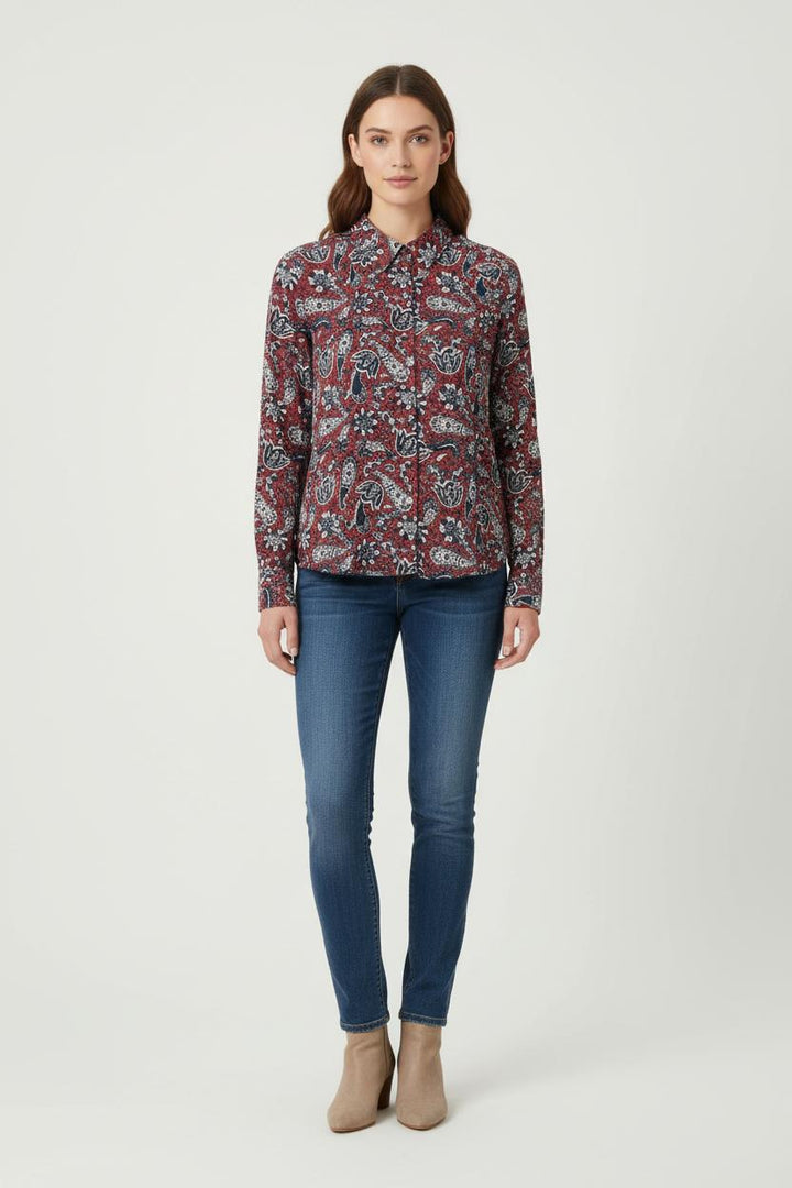 Chemisier Rouge et Bleu - Taille M/38 de la marque La Fée Maraboutée | PARAD69819 - Vendu par Paradigme - Image 1