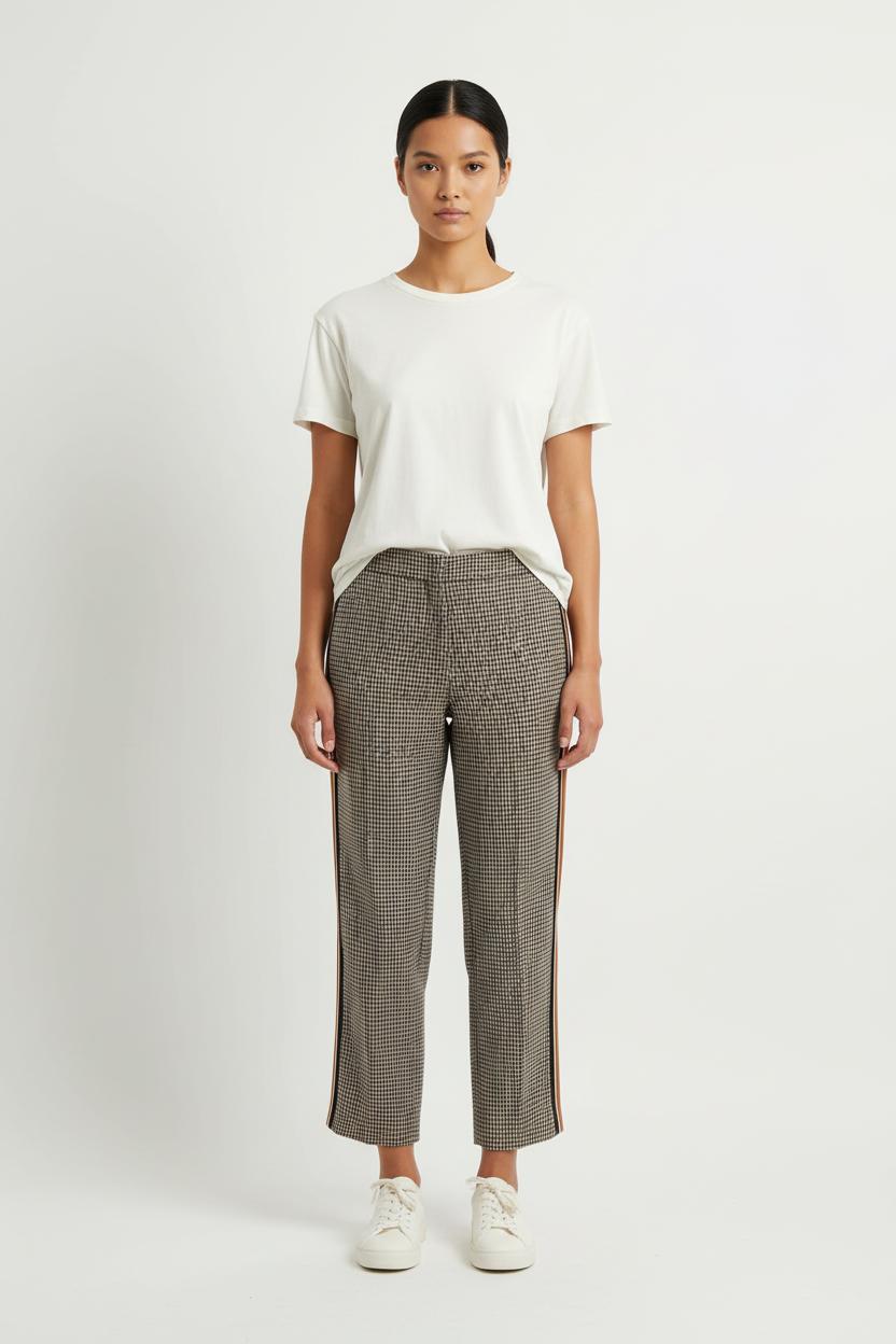 Pantalon Carreaux Marron et Noir - Taille XS/34 de la marque Sandro | PARAD69823 - Vendu par Paradigme - Image 1