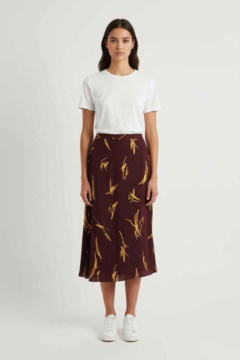 Jupe Midi Bordeaux et Jaune - Taille M/38 de la marque Bimba y Lola | PARAD69847 - Vendu par Paradigme - Image 1