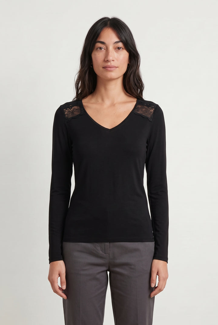 Tee-shirt Manches Longues Noir - Taille XS/34 de la marque IKKS | PARAD69914 - Vendu par Paradigme - Image 1