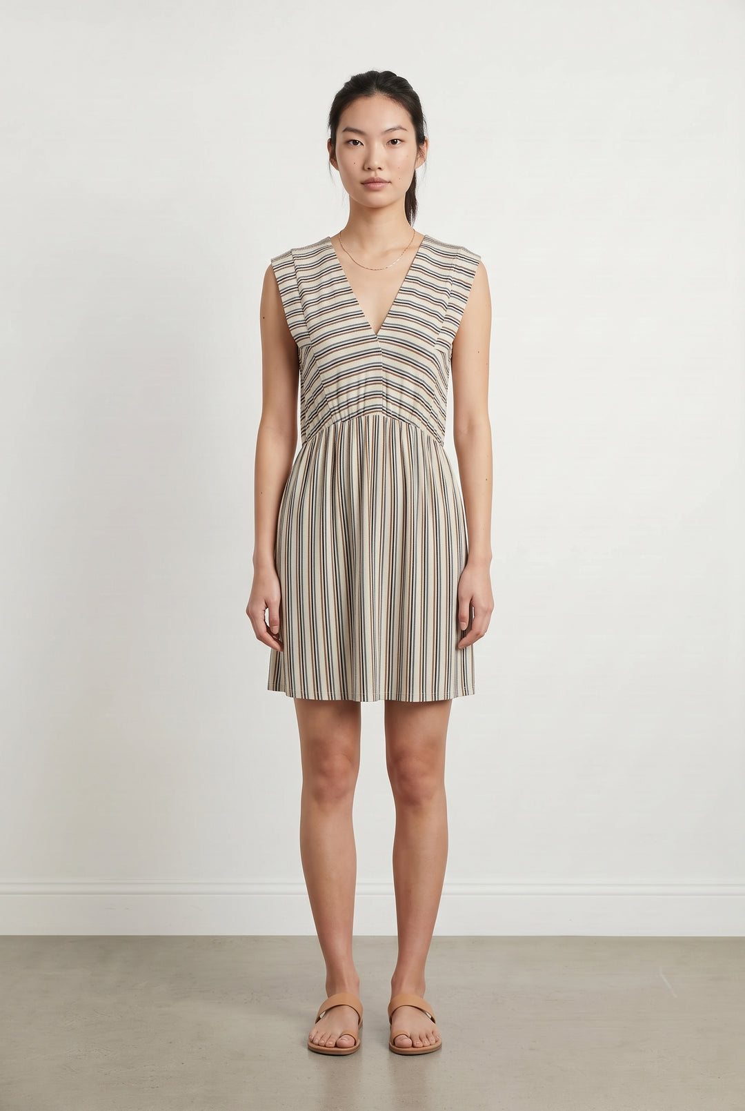 Robe Rayée Beige et Bleu - Taille S/36 de la marque La Fée Maraboutée | PARAD69930 - Vendu par Paradigme - Image 1