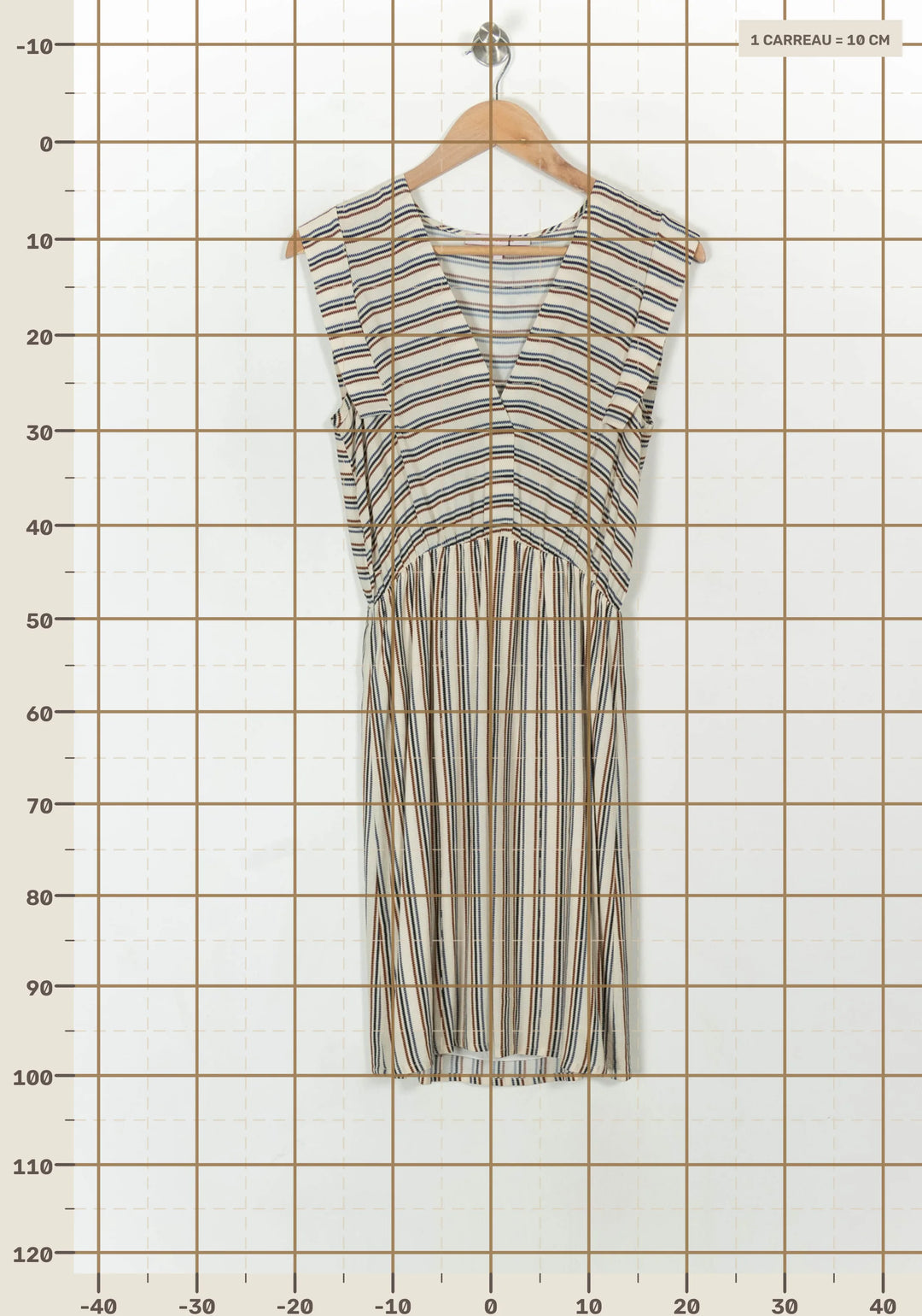 Robe Rayée Beige et Bleu - Taille S/36 de la marque La Fée Maraboutée | PARAD69930 - Vendu par Paradigme - Image 4