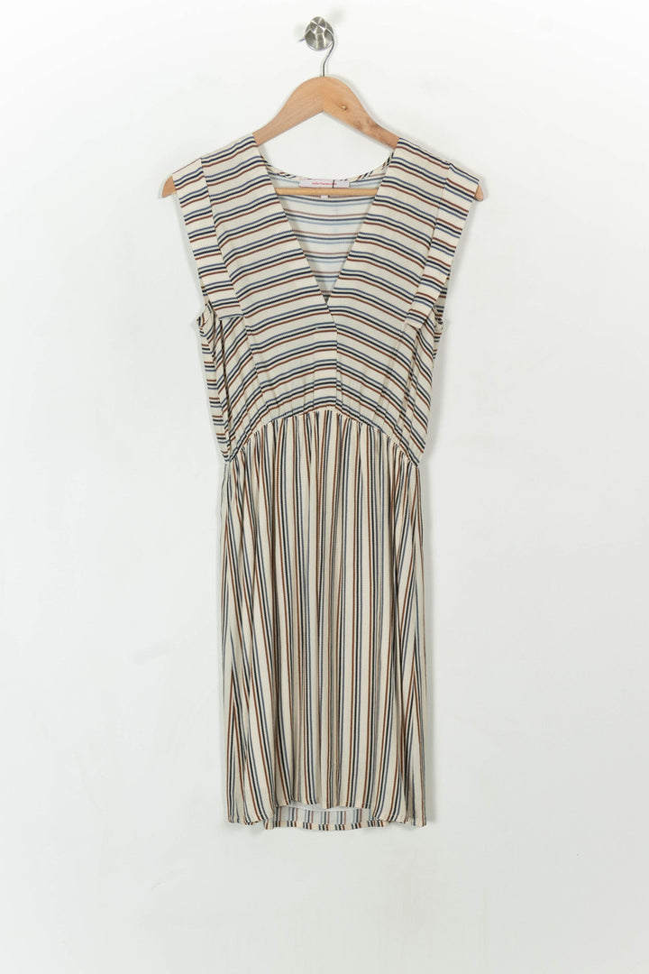 Robe Rayée Beige et Bleu - Taille S/36 de la marque La Fée Maraboutée | PARAD69930 - Vendu par Paradigme - Image 2