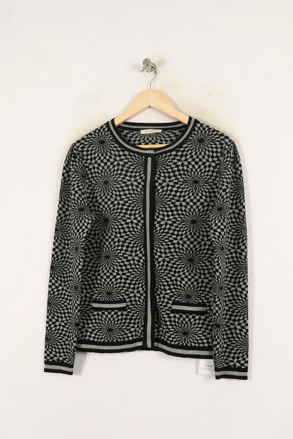 Cardigan Noir et Gris - Taille M/38 de la marque Rodier | PARAD69998 - Vendu par Paradigme - Image 2