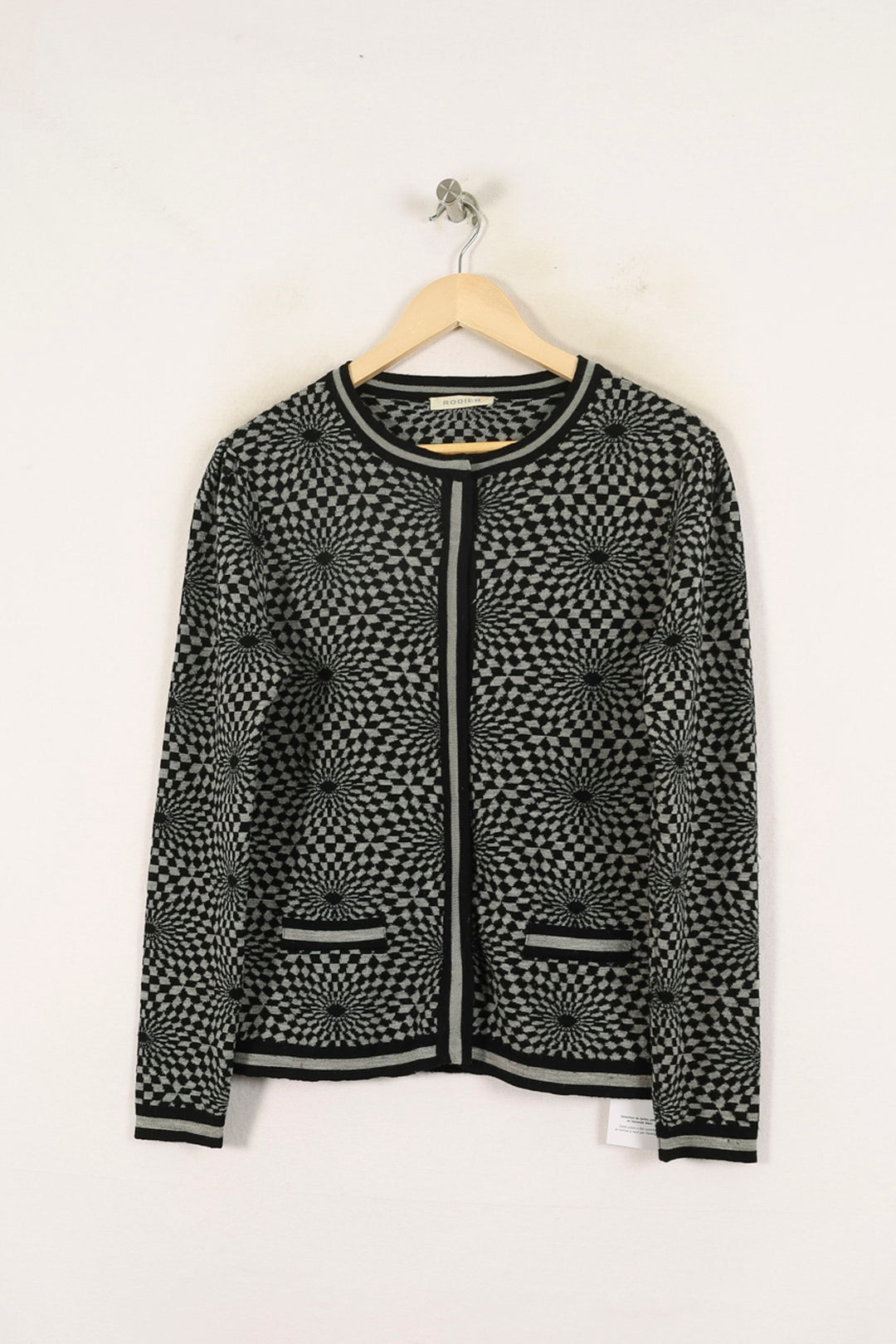 Cardigan Noir et Gris - Taille M/38 de la marque Rodier | PARAD69998 - Vendu par Paradigme - Image 2